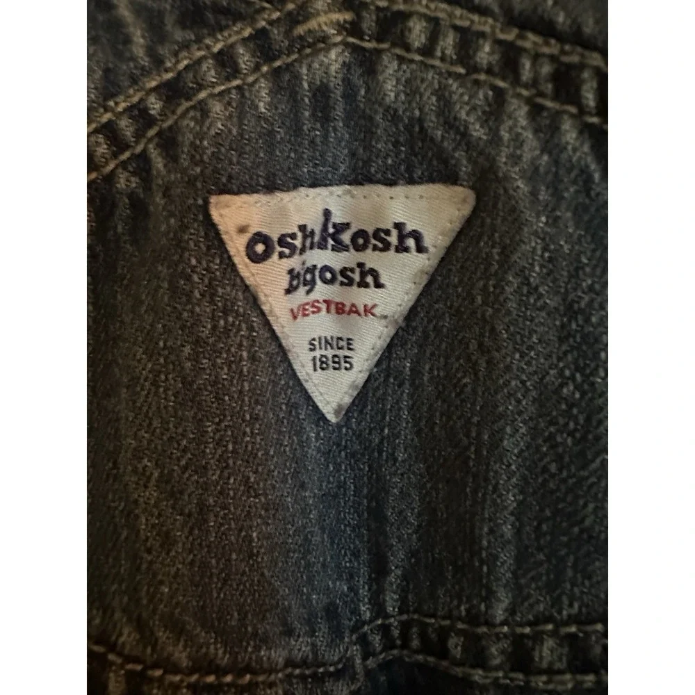 OshKosh B'gosh Toddler Denim Bib Overalls 3T Blue Pockets Logo Accent